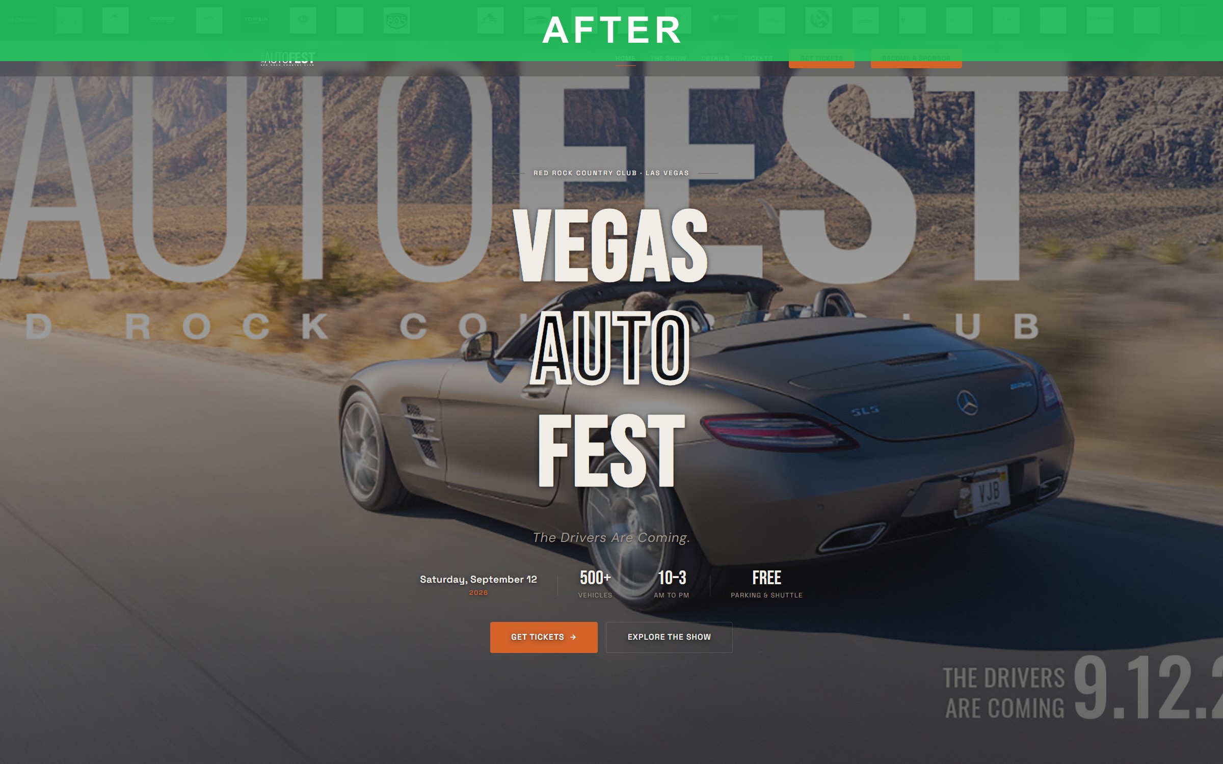 Vegas AUTOFEST homepage after redesign by Will C.