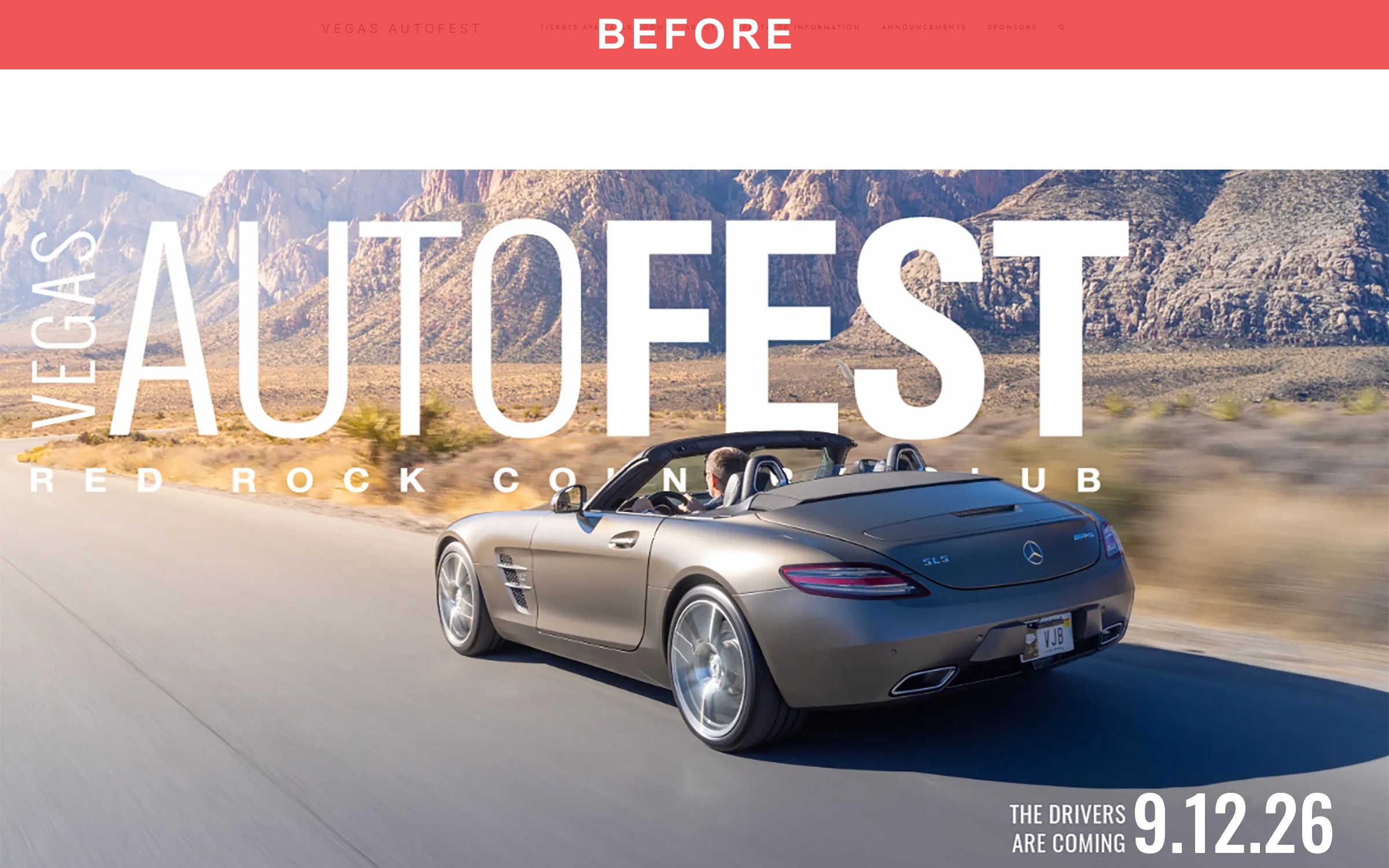 Vegas AUTOFEST homepage before redesign